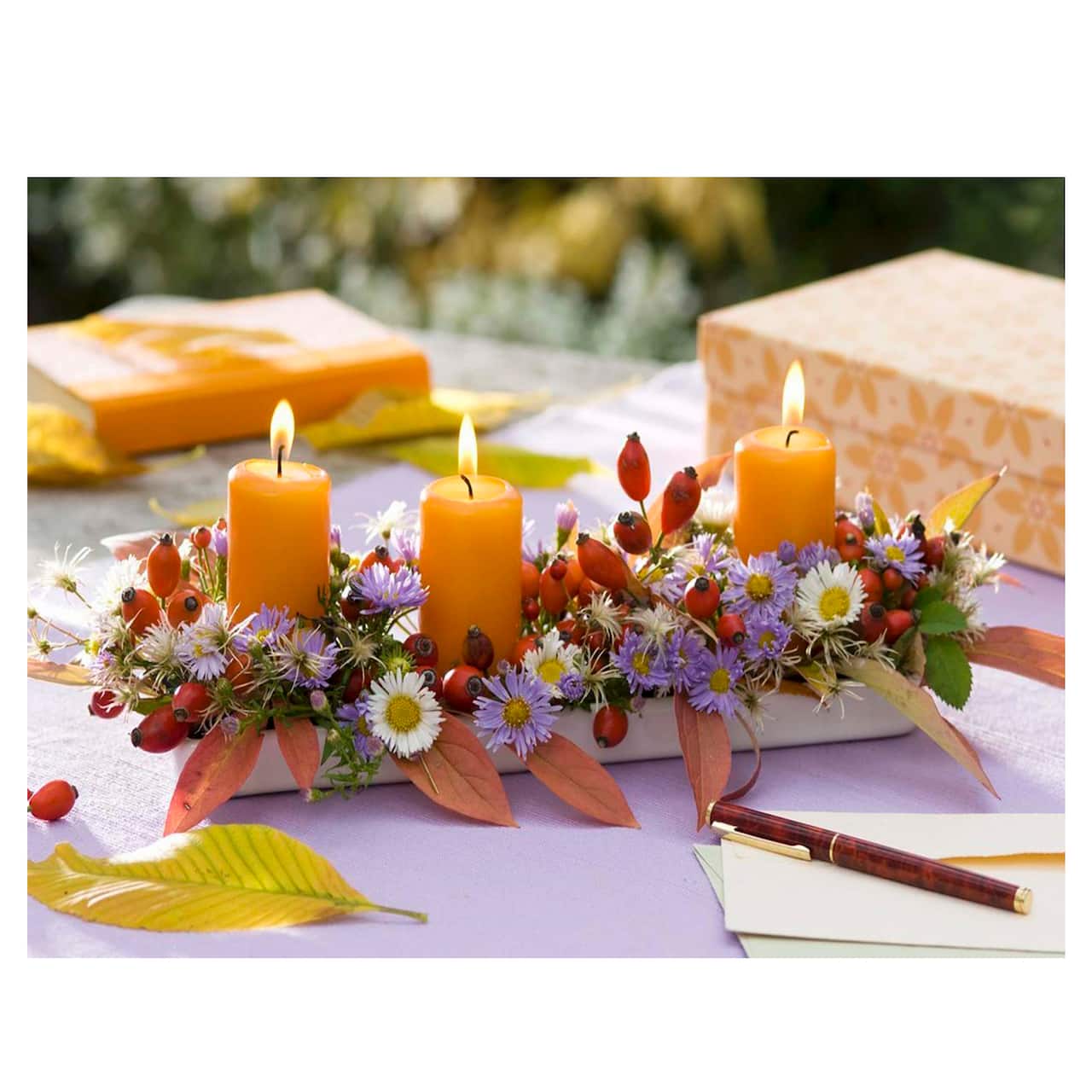 LED Floral & Berries Candle Centerpiece Canvas Wall Art